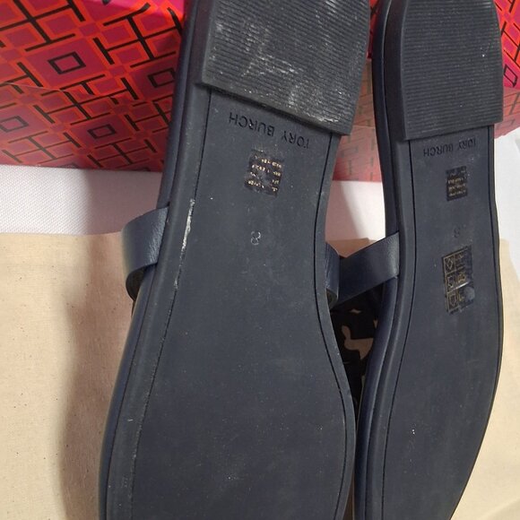 Tory Burch Women's Metal Miller Soft Sandals - Black/Gold, Size 8 Medium US - Picture 3 of 8